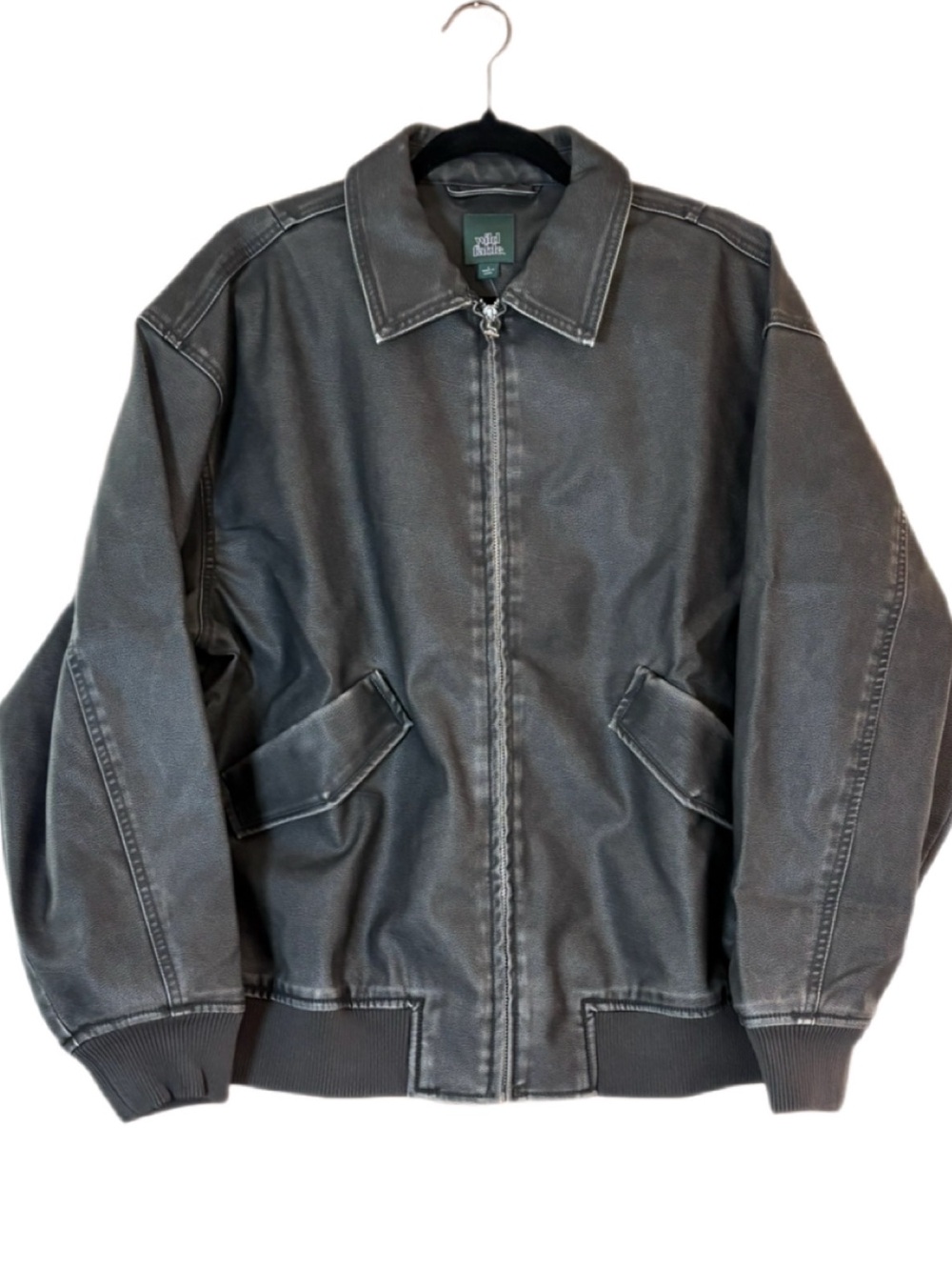 Wild Fable Faux Leather Bomber Jacket NWT Size Large Oversized Black